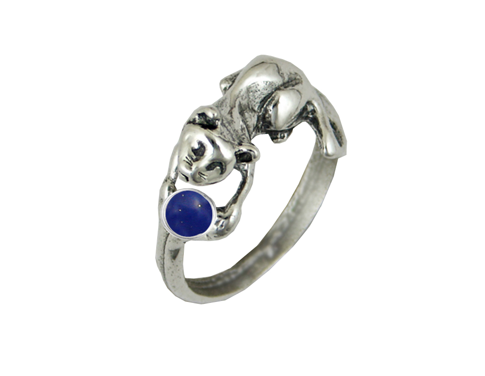 Sterling Silver Kitty Cat Ring With Lapis Lazuli Size 7 Sterling Silver Kitty Cat Ring With Lapis Lazuli Size 7